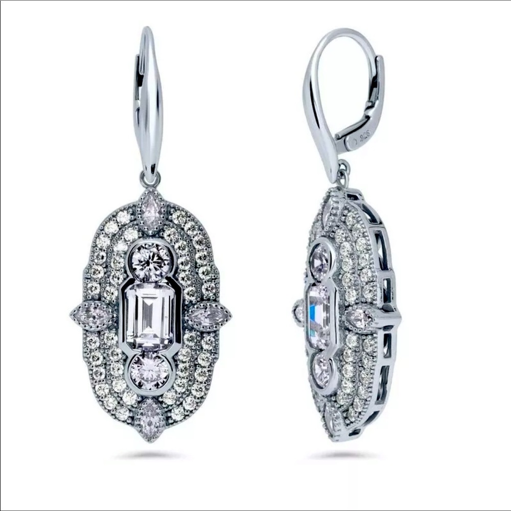 New 3Pc White Gold Cubic Zircon Necklace/ER Set - Picture 5 of 12